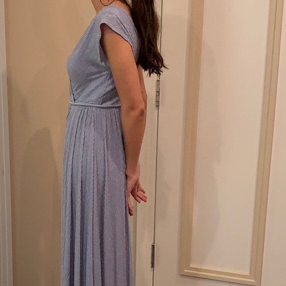 Light blue with silver detailing A-Line dress - Picture 2 of 5